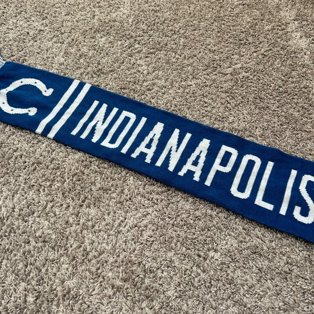 Indianapolis Colts NFL Knit Scarf Blue White Horseshoe‎ Logo Fan Gear 60 Inch